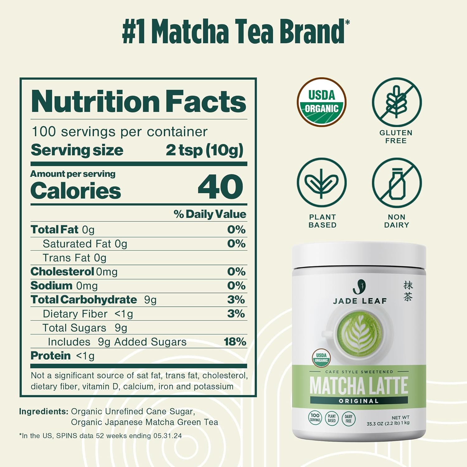 Organic Matcha Latte Mix – Bulk Value Size – Lightly Sweet Japanese Matcha Green