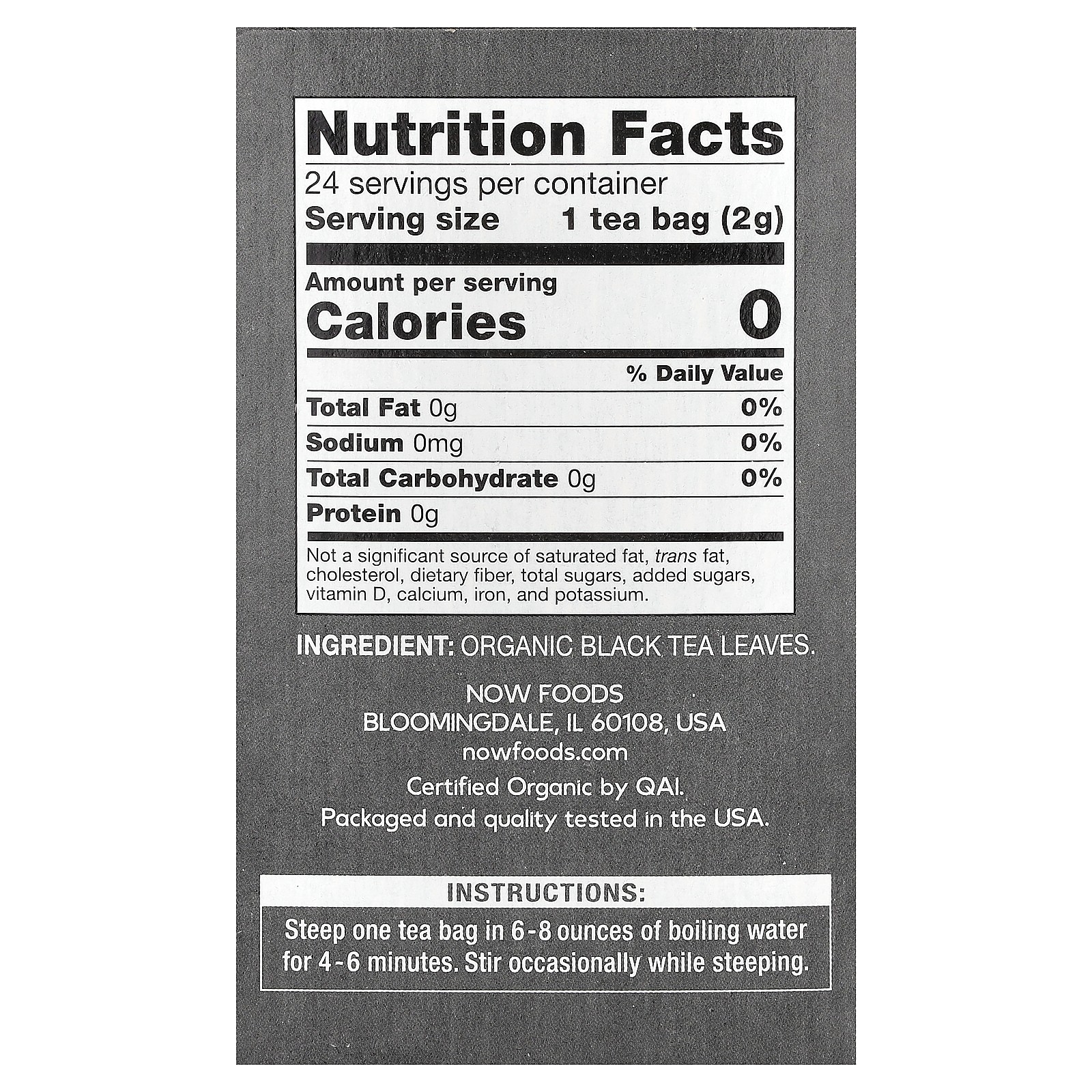 Organic Black Tea, 24 Tea Bags, 1.7 oz (48 g)