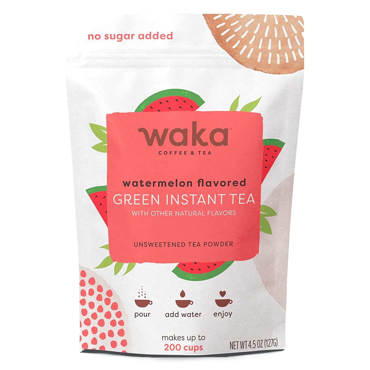 Waka Quality Instant Tea — No Sugar Added & Unsweetened Watermelon Flavored Gree