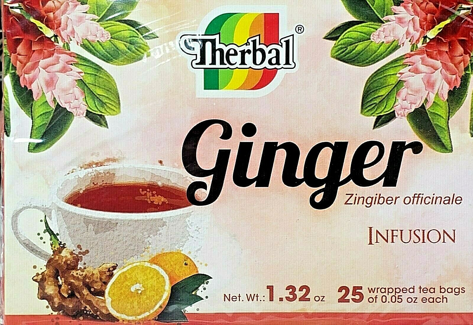 TE DE JENGIBRE GINGER TEA BLEND WITH 25 BAGS Therbal Brand Made in Mexico