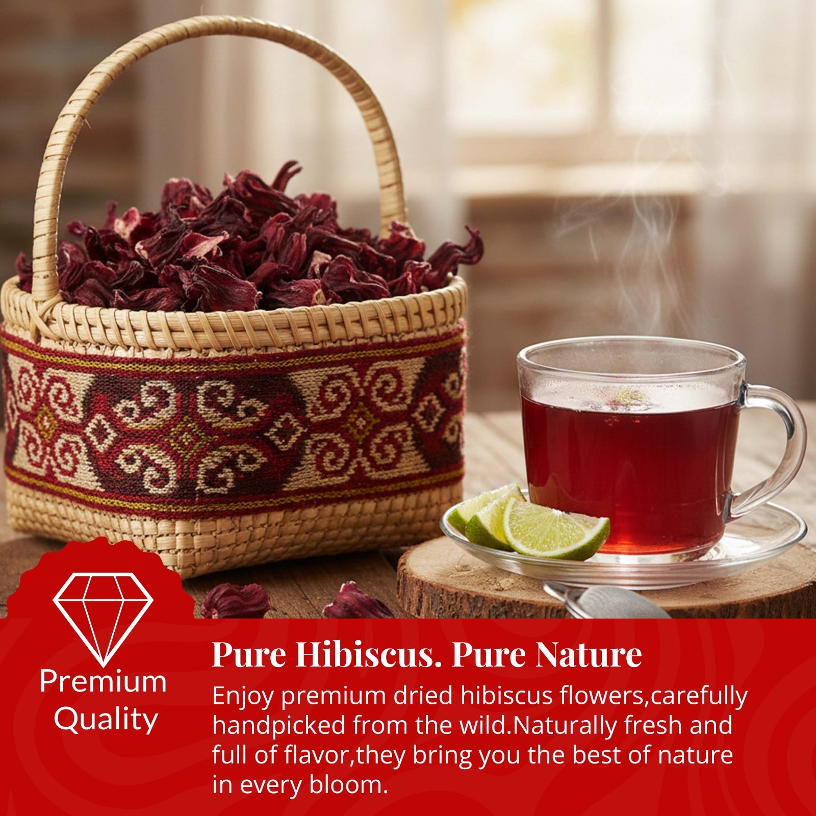 5.2 Oz 100% Premium Dried Hibiscus Flowers For Hibiscus Tea, Jaimaica Tea