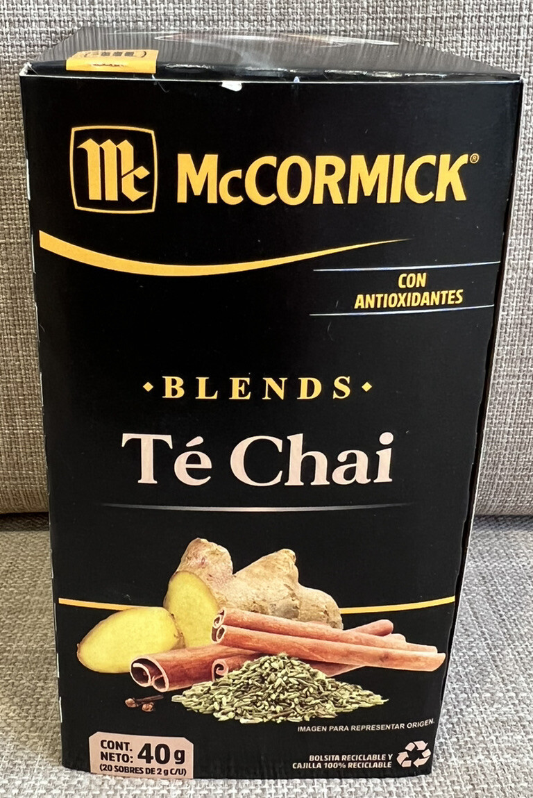 Te Chai con jengibre te negro cardamomo canela clavo molido pimienta negra 20 te