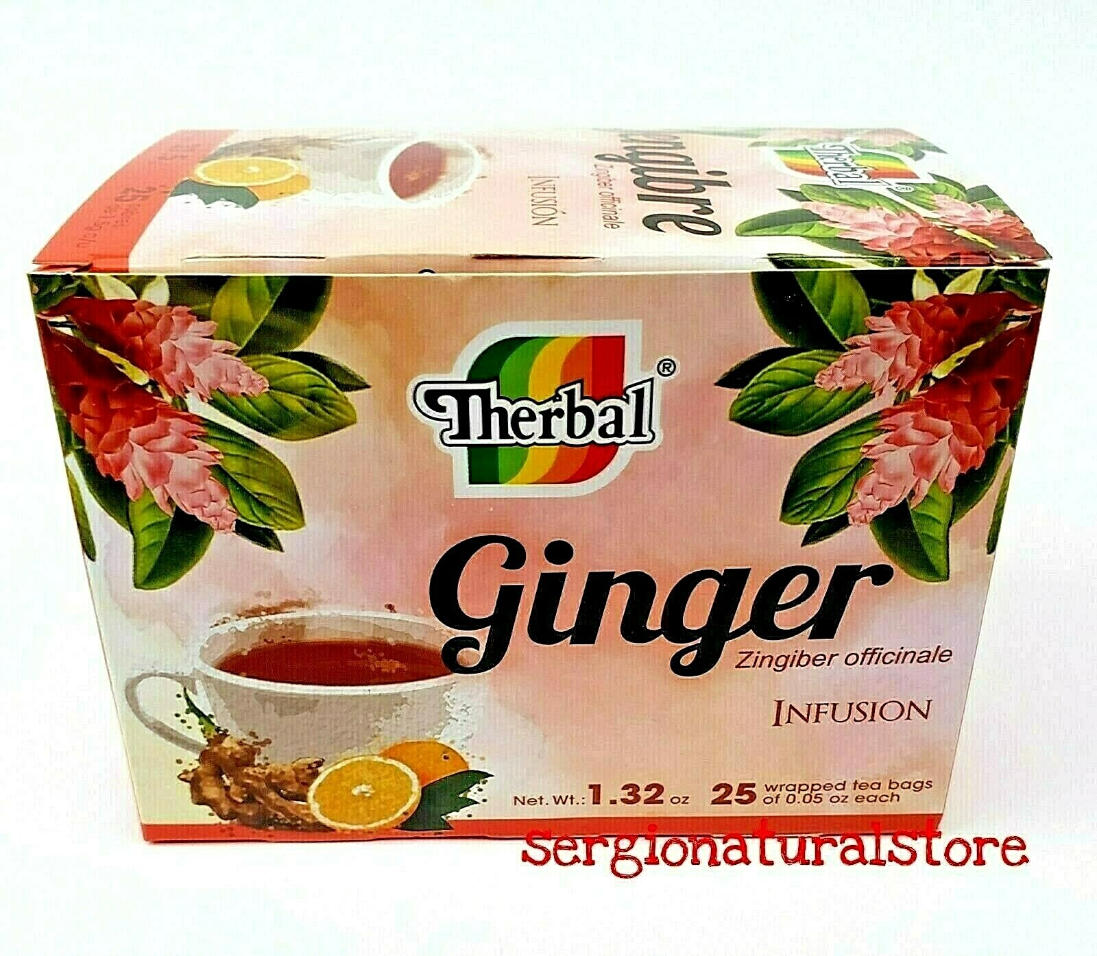 Ginger Tea / Te de Jengibre Therbal Brand 25 bags with Black Tea & Palo Brasil