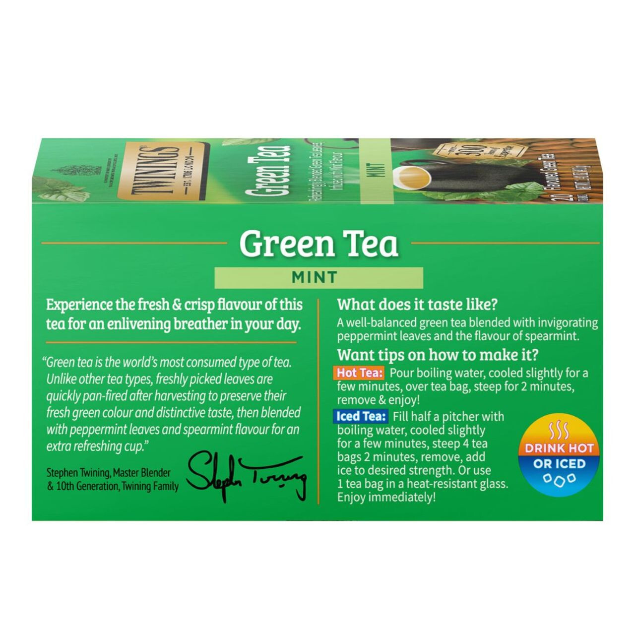 Twinings Green Tea with Mint Tea Bags – 20 Count