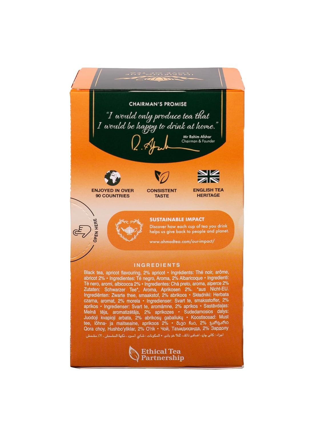 Ahmad Tea Apricot Sunrise Black Tea Bags 20 Count Fruity Flavor Antioxidant