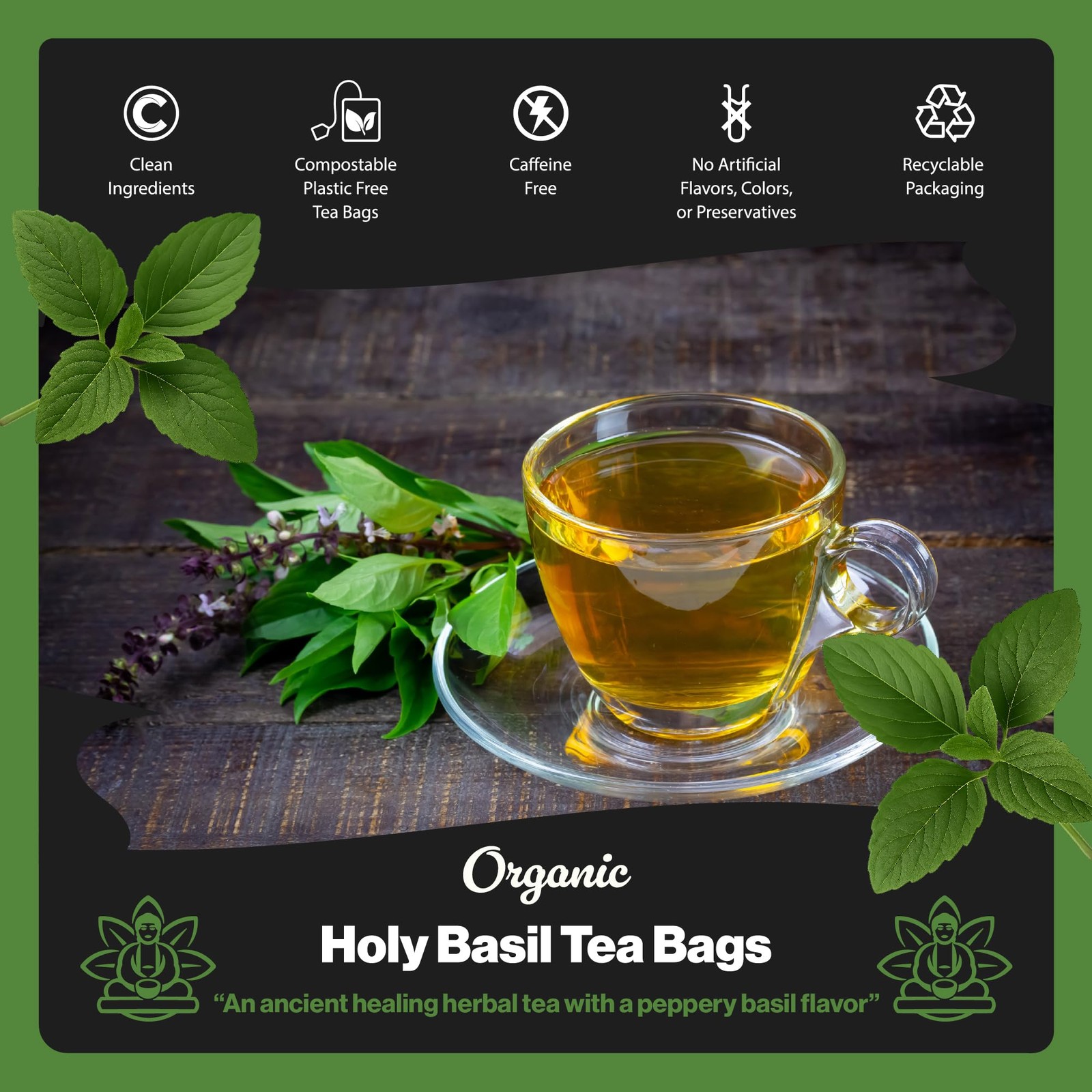 – Organic Holy Basil Tea Bags – For & Wellbeing – Ayurvedic Tulsi – With Anti…
