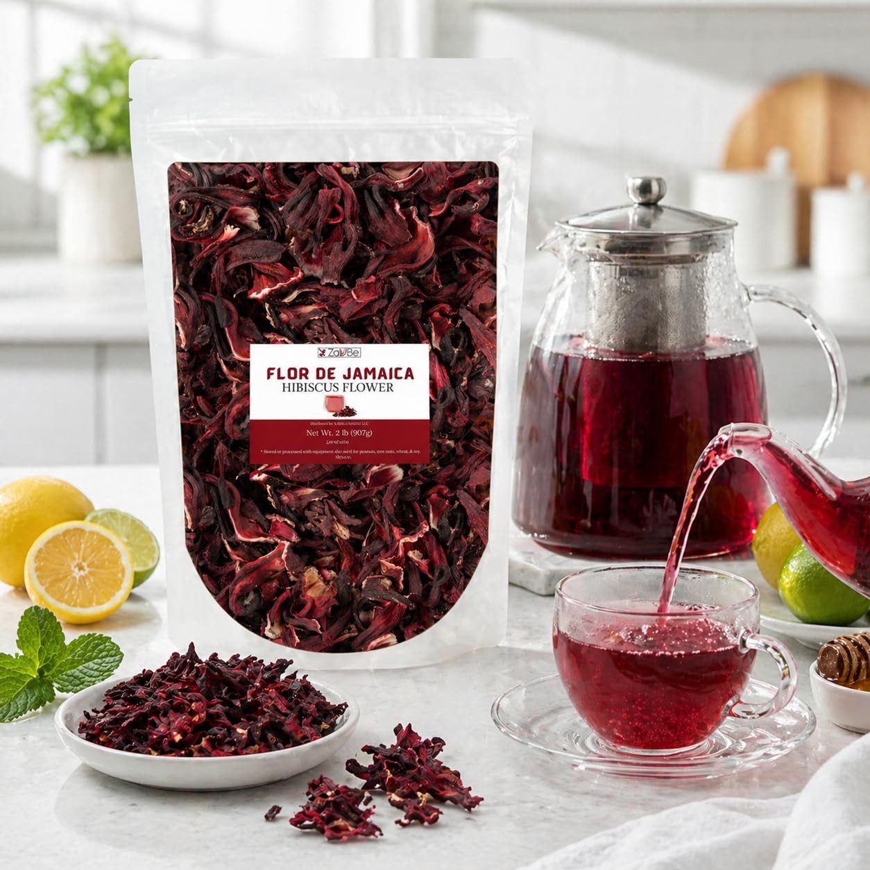 Premium Dried Hibiscus Flowers for Tea – Whole Loose Leaf Flor de Jamaica Herbal
