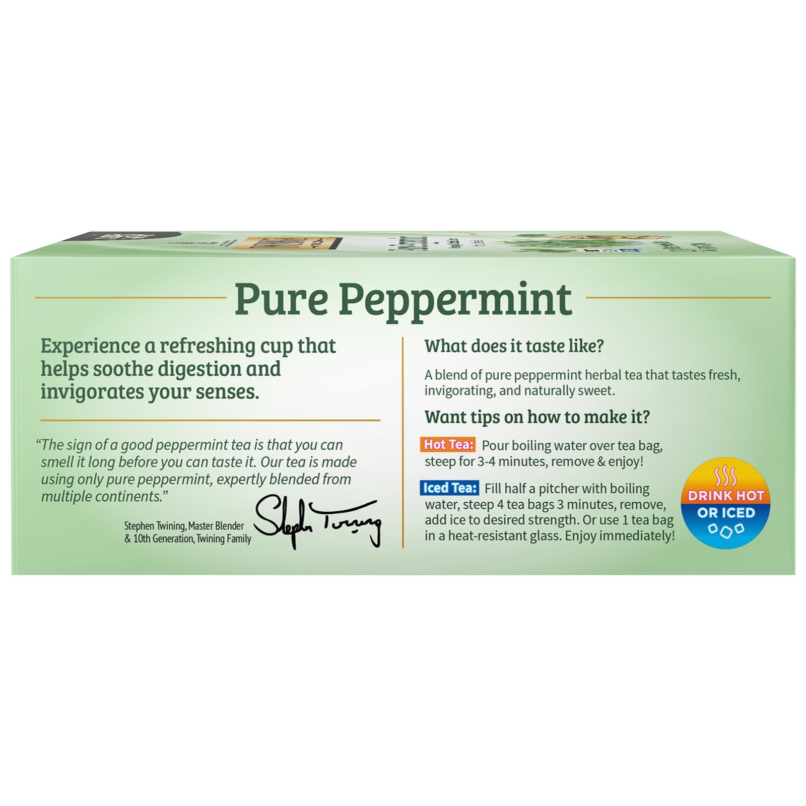 Twinings Pure Peppermint Herbal Tea 100 Individually Wrapped Bags Caffeine Free