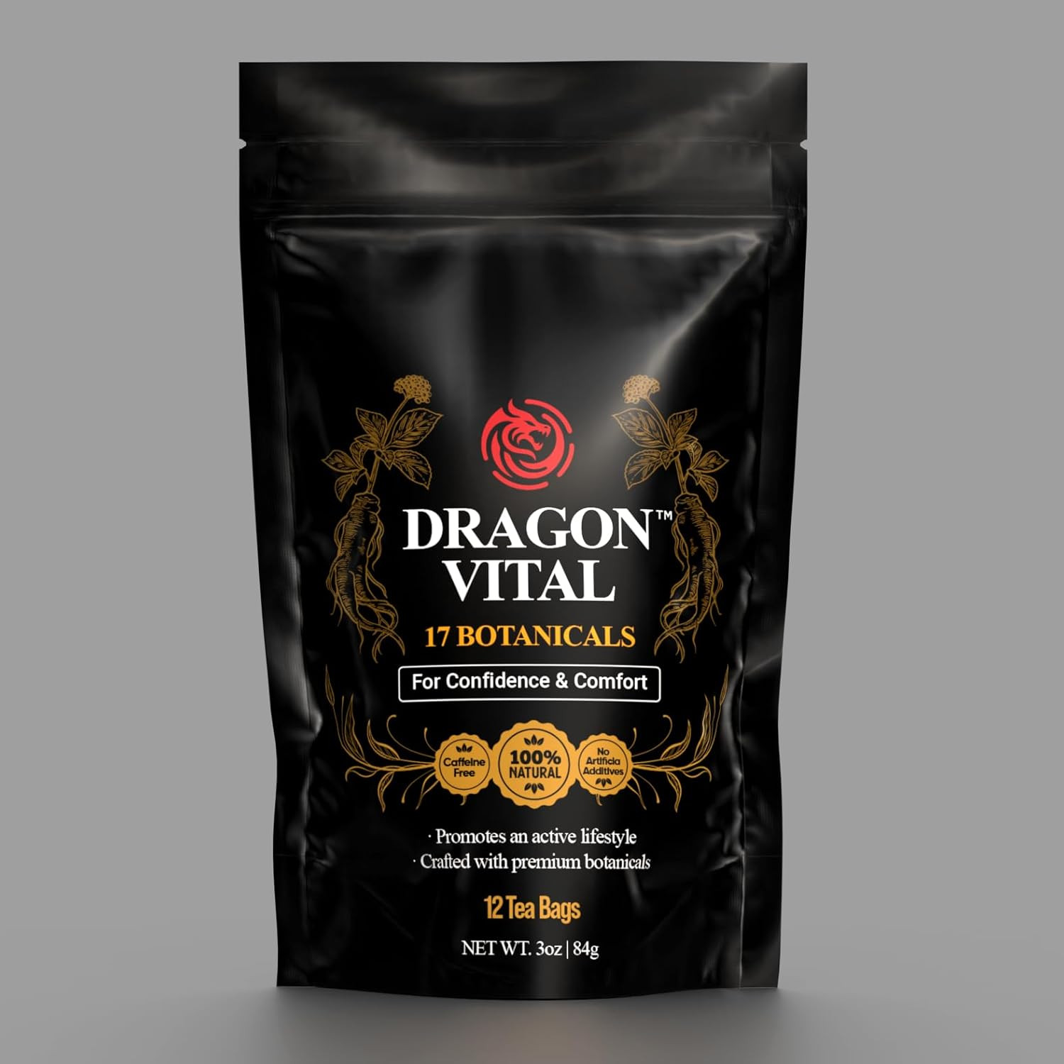 Dragon Vital Herbal Tea with Ginseng & Maca – Natural Energy Support | Caffeine