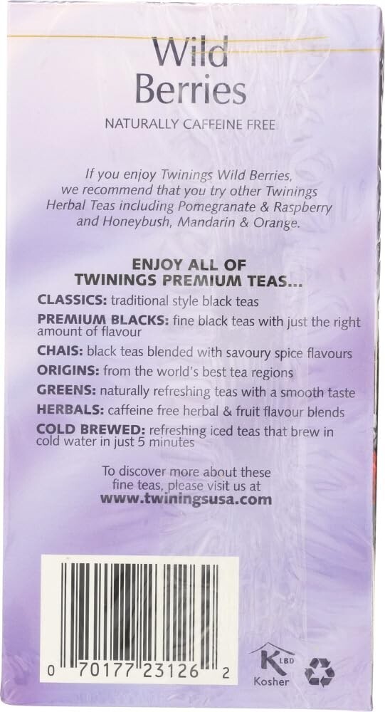 Twinings of London Wild Berries Herbal Tea Bags, 20 Count ( PACK OF 2 )
