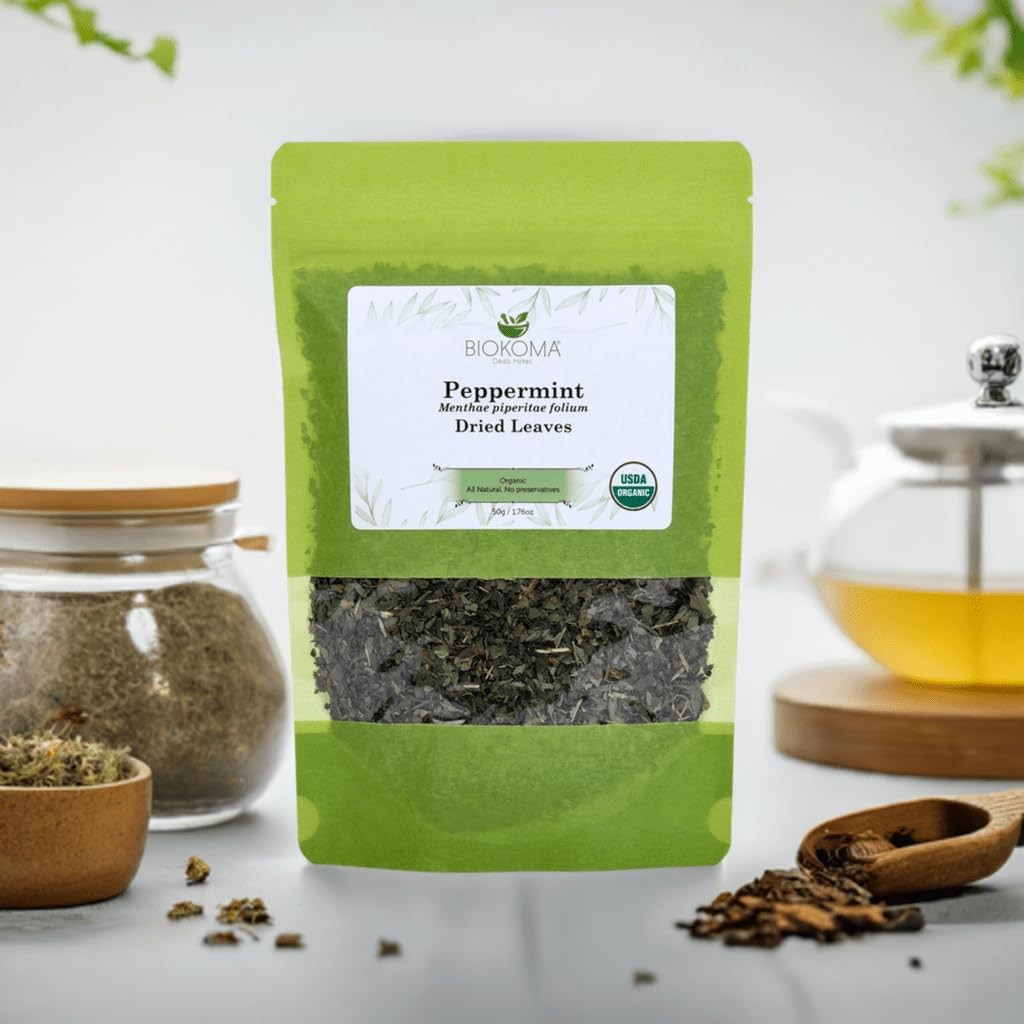 Organic Peppermint Dried Leaves 50g (1.76oz) Caffeine-Free Refreshing Soothin…