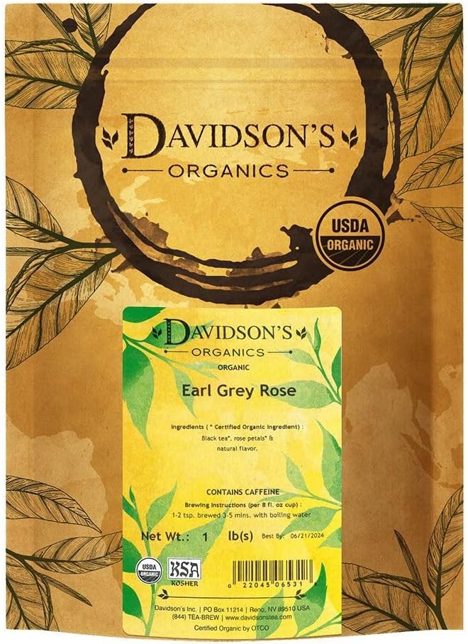 Organics, Earl Grey Rose, Loose Leaf Tea, 16-Ounce Bag