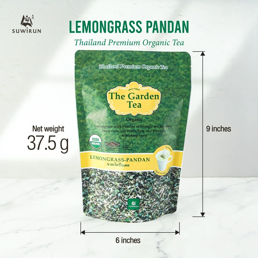 Organic Lemongrass & Pandan Tea 25 Bags – Product of Thailand – Aromatic Thai…