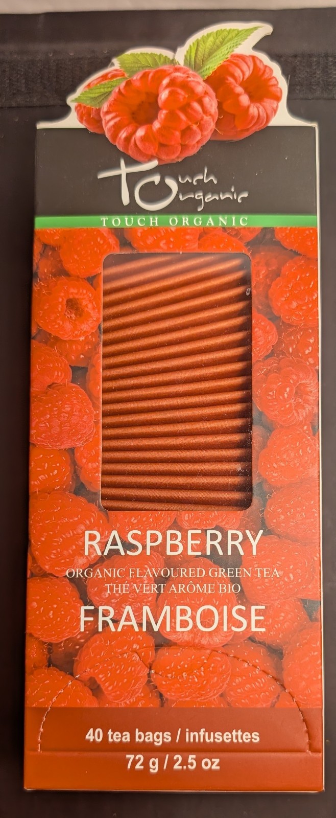 Touch Organic Raspberry Green Tea 40 Tea Bags Best By 11/05/2027 USDA ORGANIC