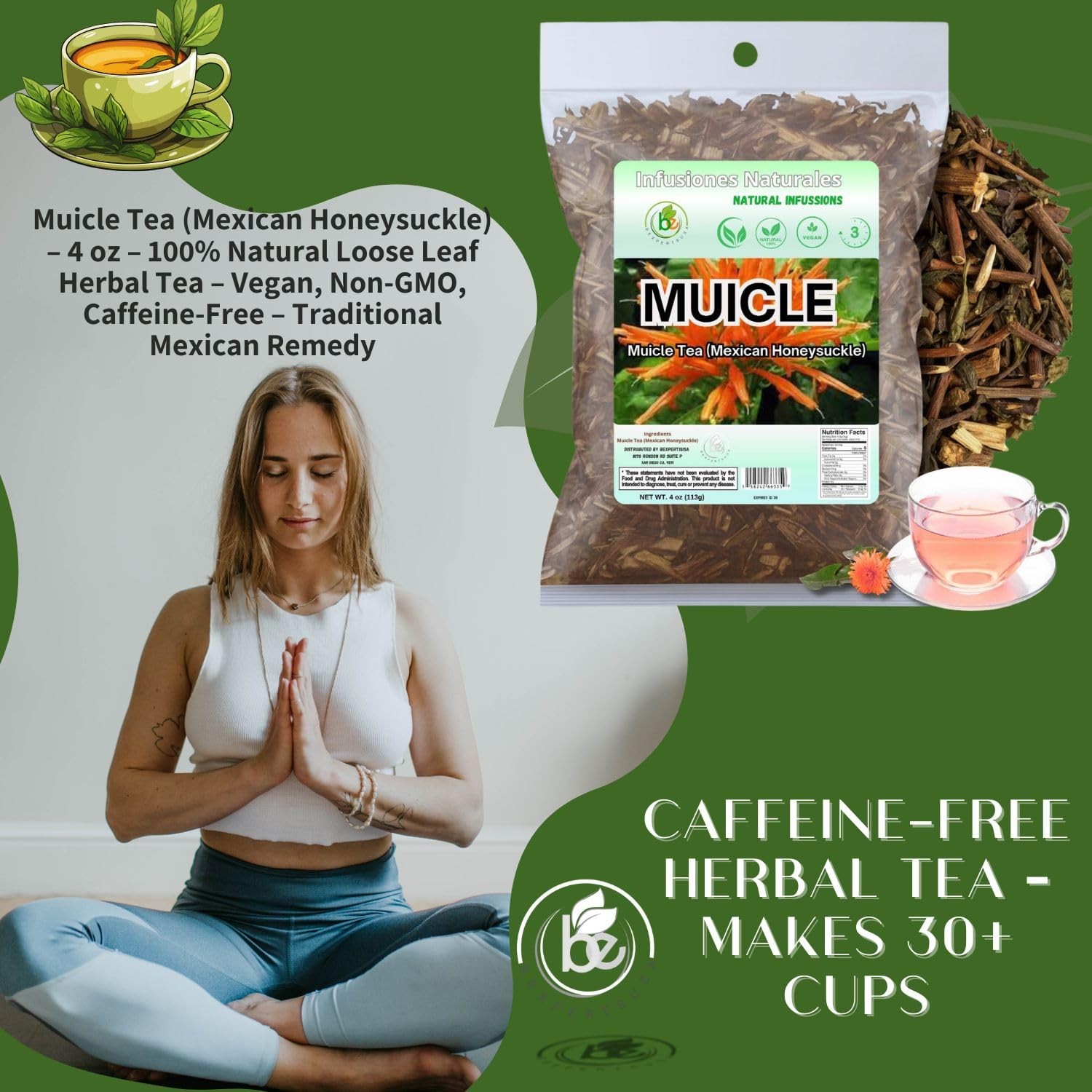 Mexican Honeysuckle Herbal Tea – 4 oz – 100 Natural, Vegan, Non-GMO