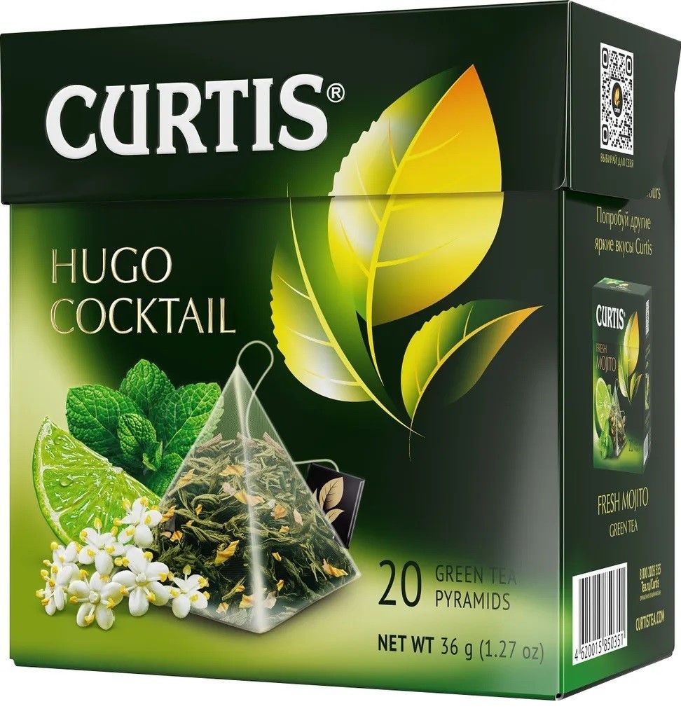 3 x CURTIS Hugo Cocktail Green Tea Lime Mint Flavor Teabags 20 Ct.