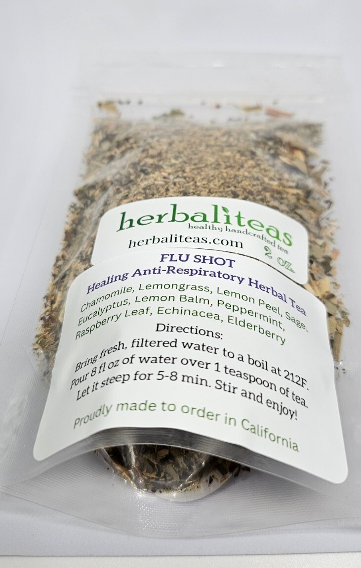 FLU SHOT HEALING Anti-Respiratory Herbal Loose Leaf Tea Blend 2 oz