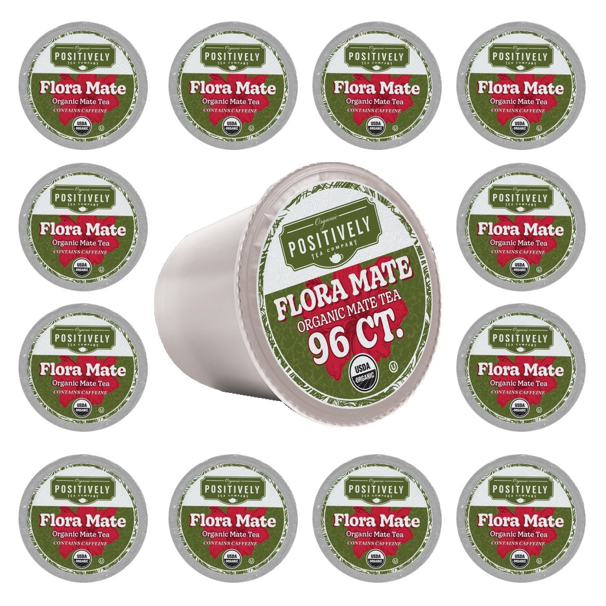Positively Tea | Organic Flora Mate Tea | 96 Pods, Keurig Compatible