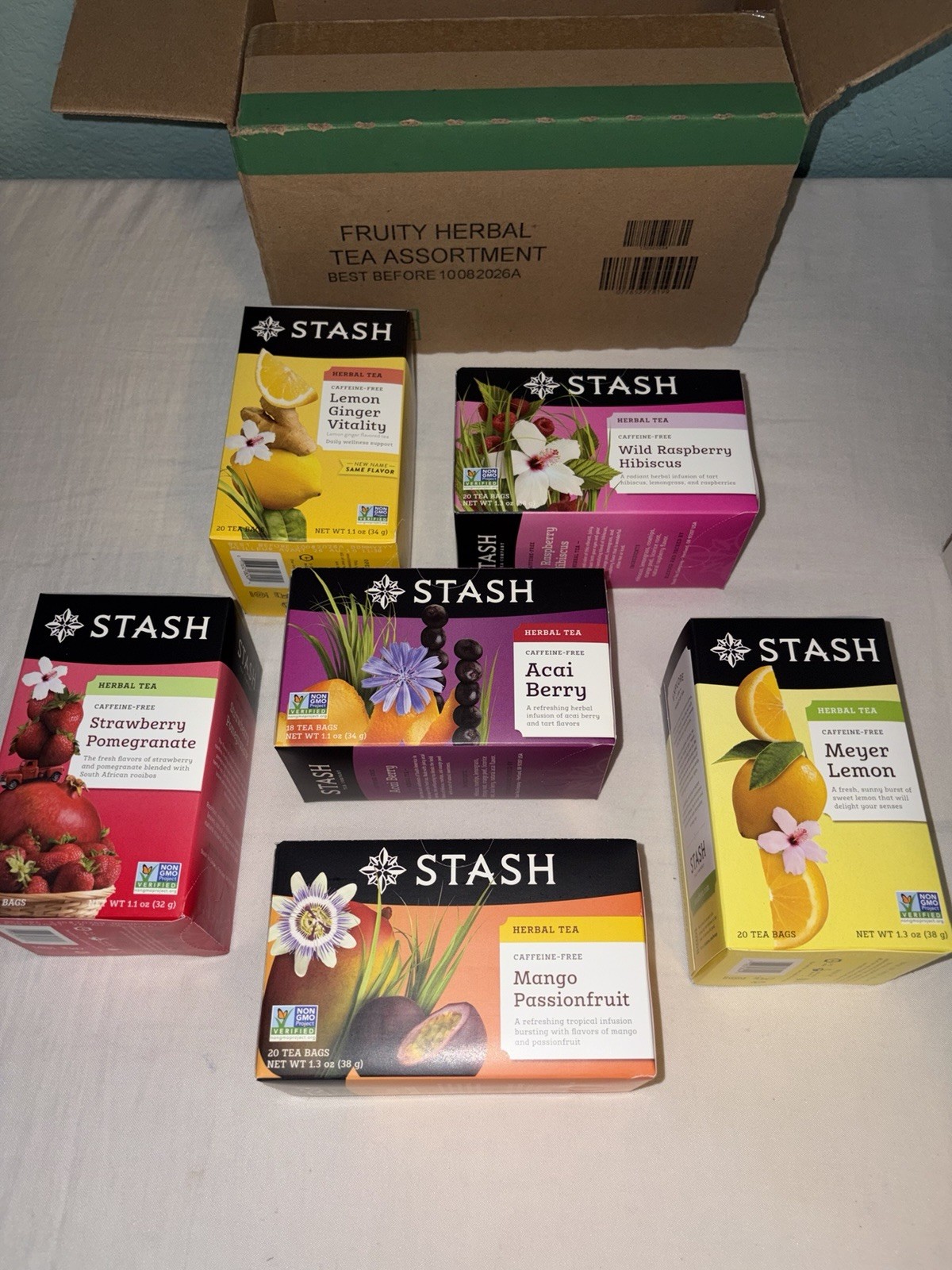 Stash Tea Bags Fruity Herbal Tea Assortment Lot Of 6 Boxes 116 Total Bags 08/26