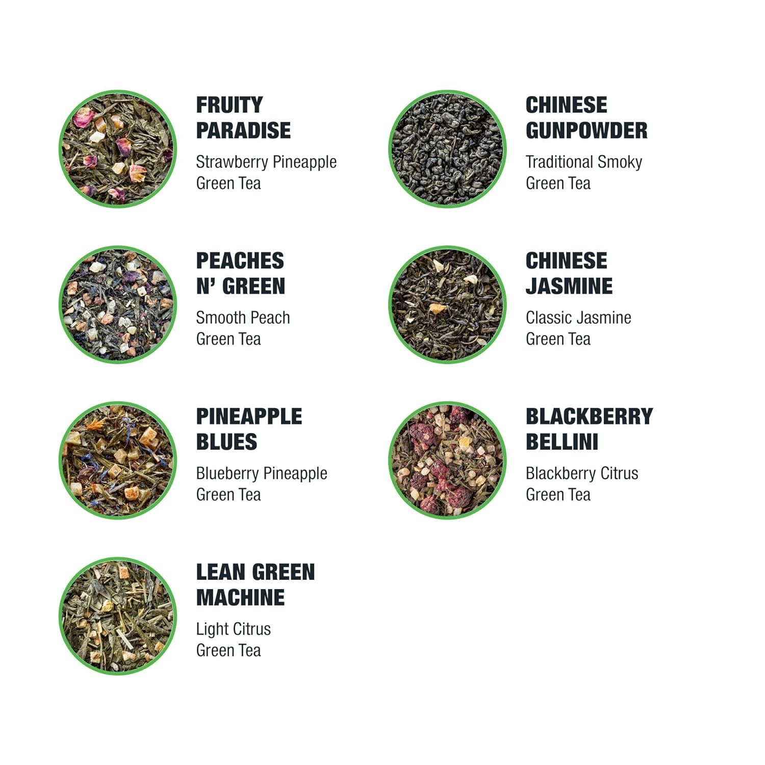 Green Tea Variety Pack – 7 Resealable Pouches