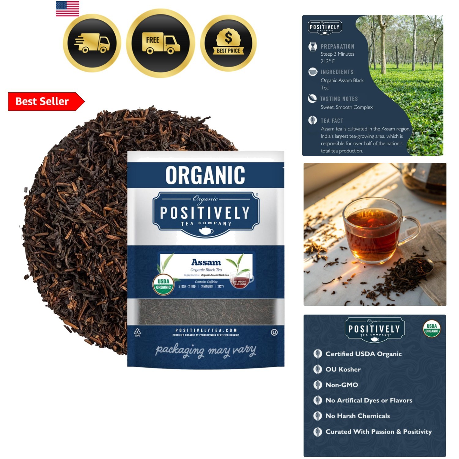Assam TGFOP Black Tea, Loose Leaf, 16 Ounce