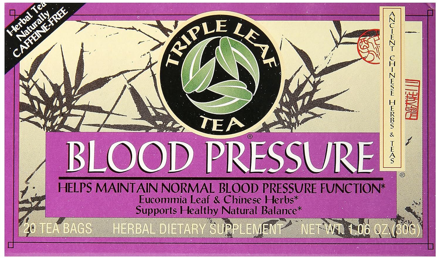 Triple Leaf Tea Blood Pressure Herbal Tea Bags 20 Count Healthy Function