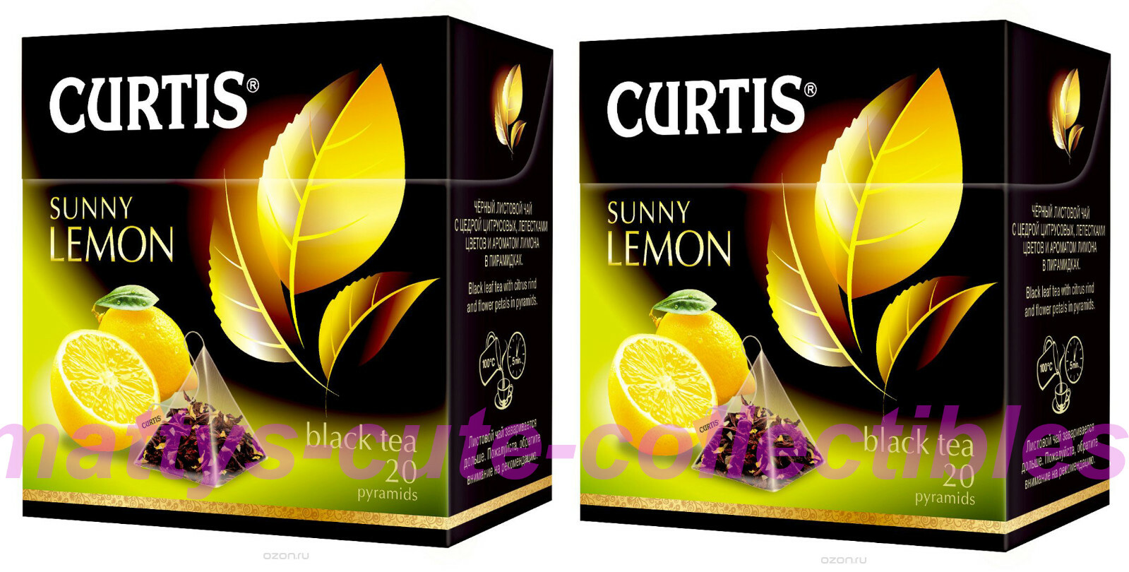 2 PACK CURTIS Black Tea Sunny Lemon 40 Pyramids RF NO GMO Made in Russia