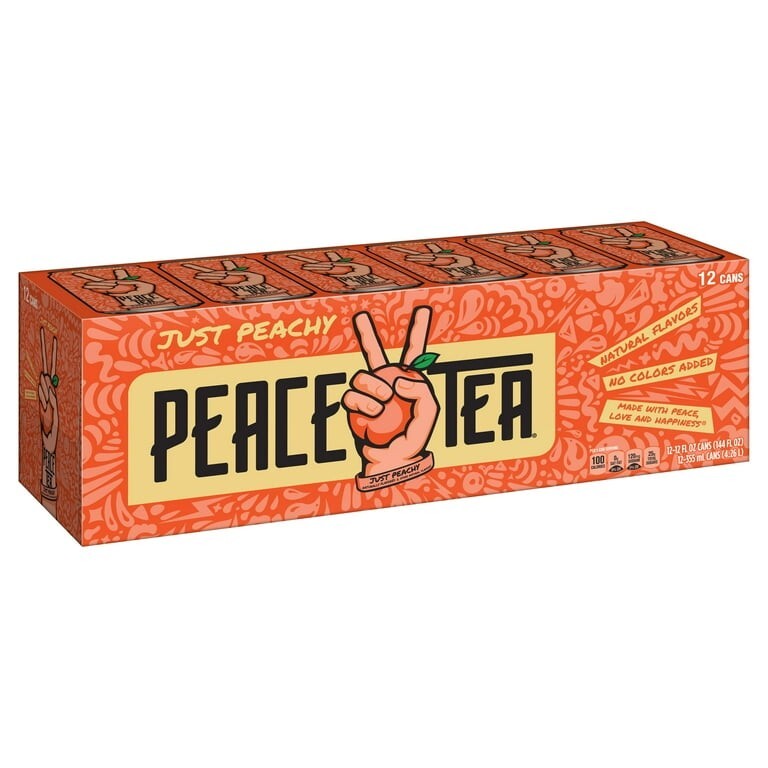Peace Tea Just Peachy Fridge Pack Cans, 12 fl oz, 12 Pack