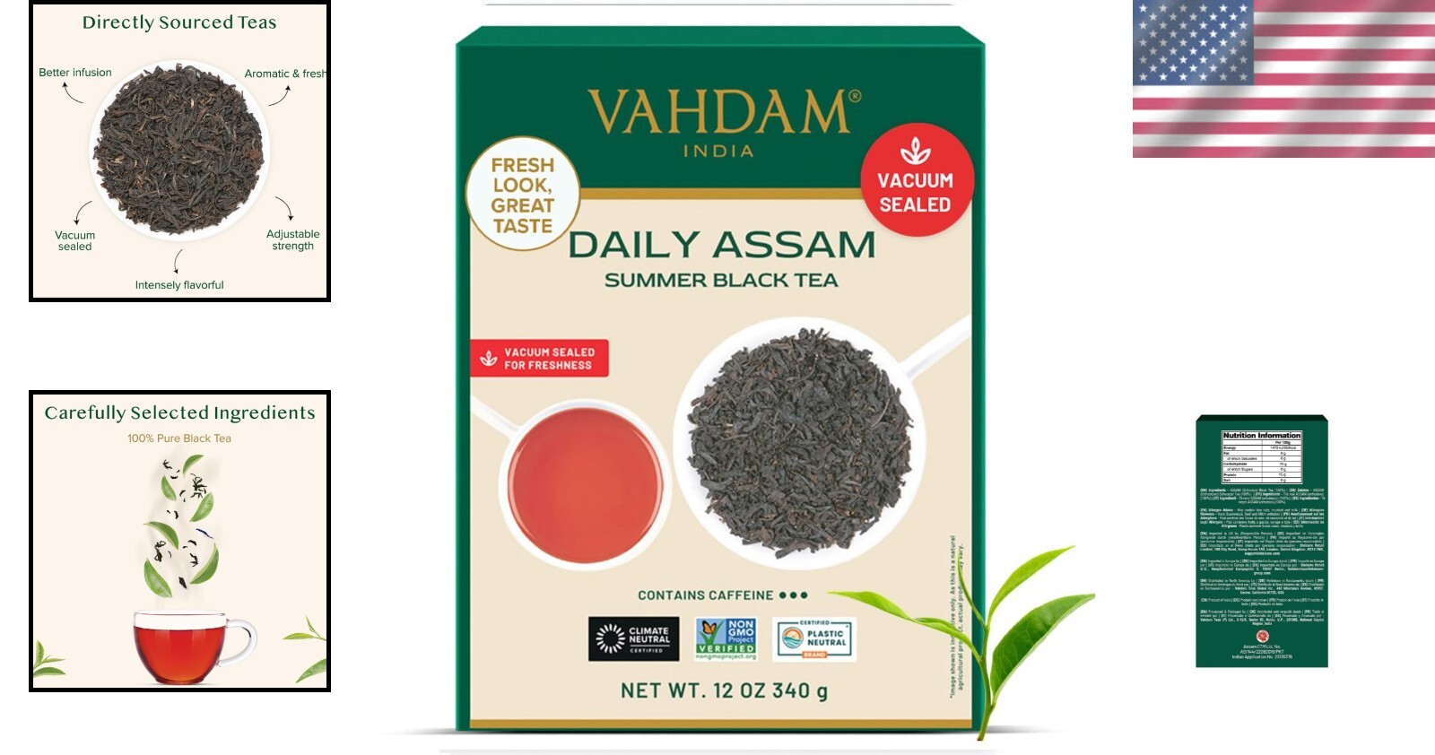 Strong and Malty Assam Black Tea 340g | Non-GMO, Gluten-Free, Over 170 Servings