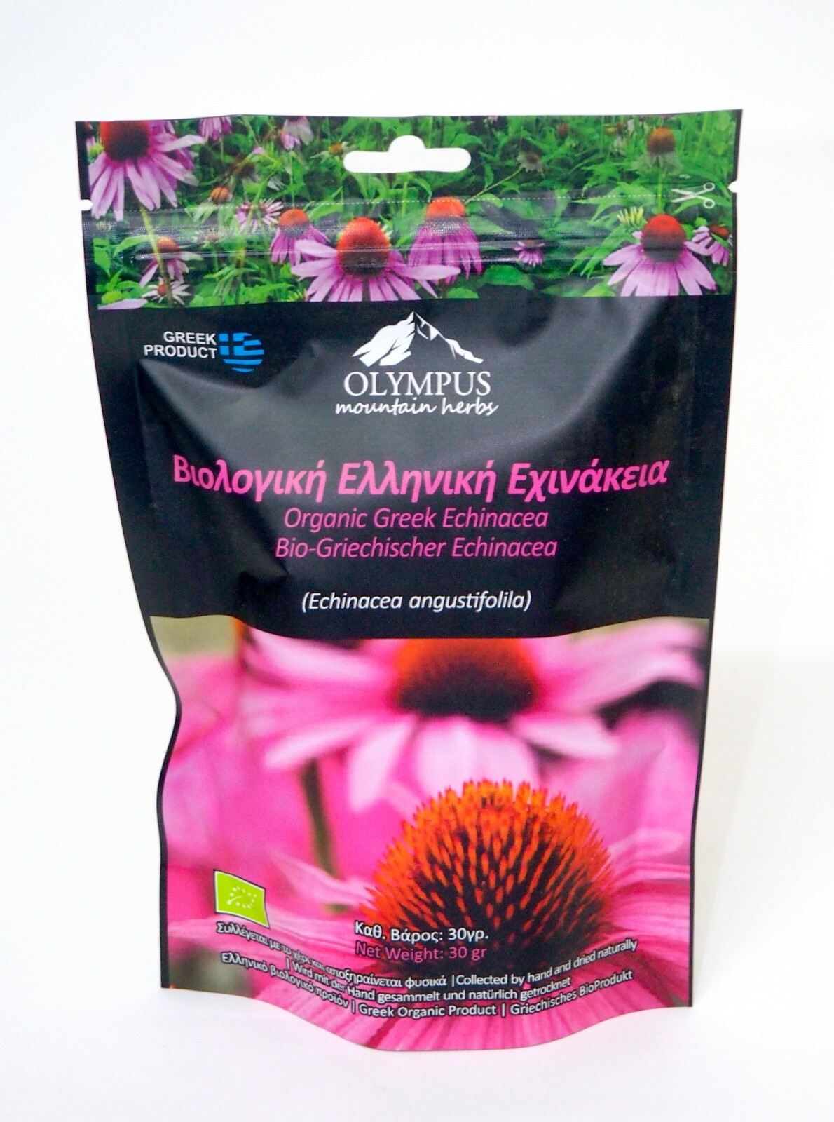 Organic Greek Echinacea. Net Weight 30 g. / 1.06 oz