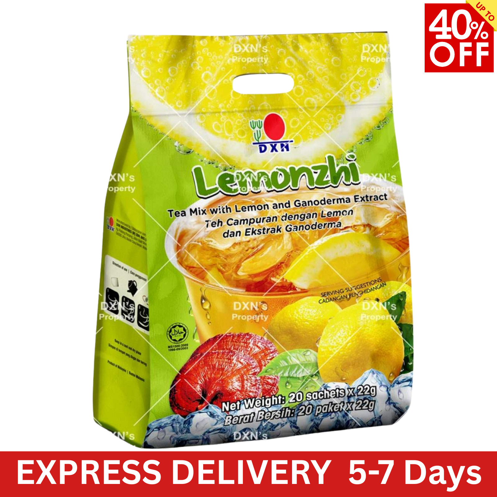 DXN Lemonzhi Instant Lemon Tea with Ganoderma 20 Sachets 440g MALAYSIA FAST SHIP