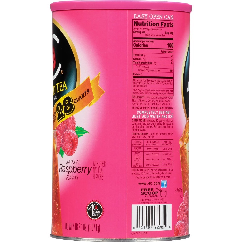 4C Raspberry Iced Tea Mix, 66.1 oz, 1 Ct