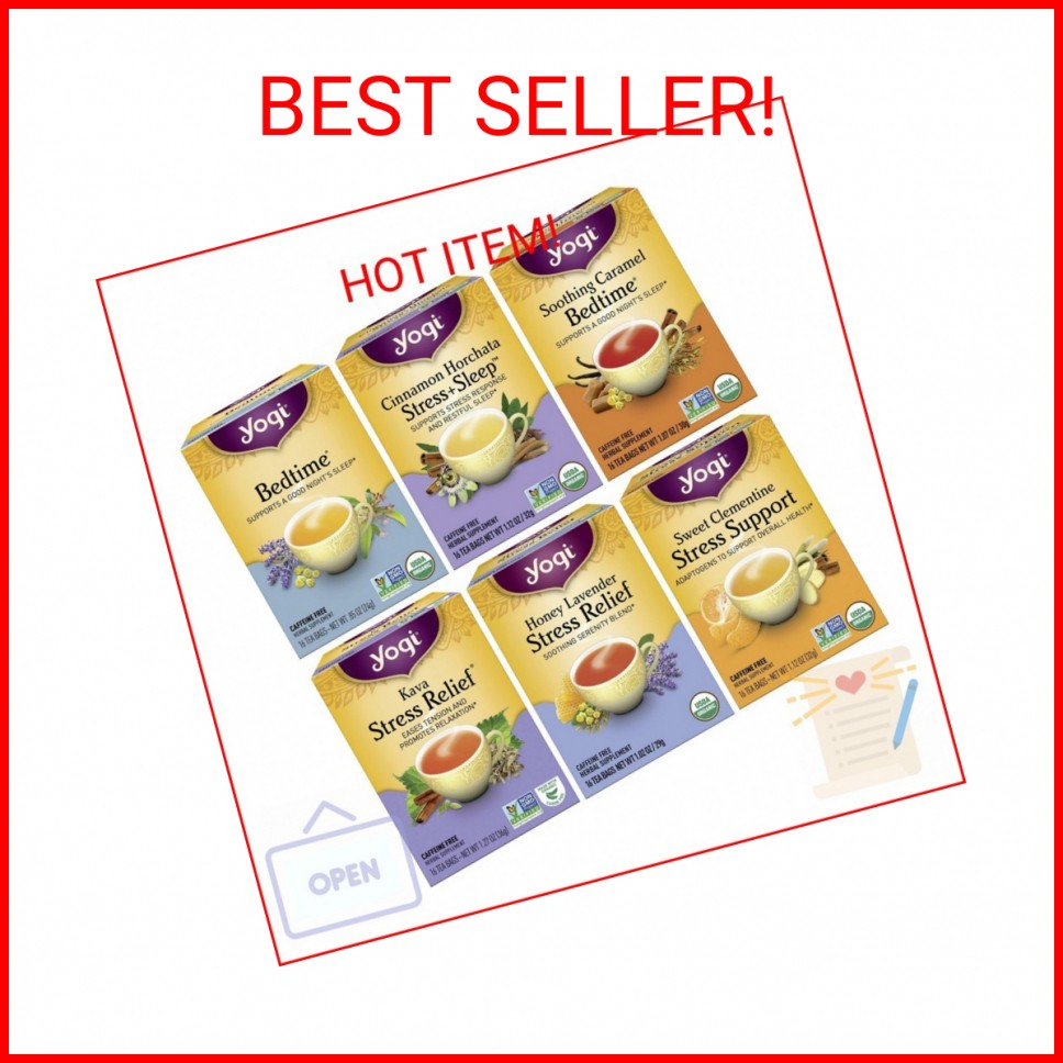 Yogi Tea Stress Relief & Herbal Tea Variety Pack – 16 Bags per Pack (6 Packs) –