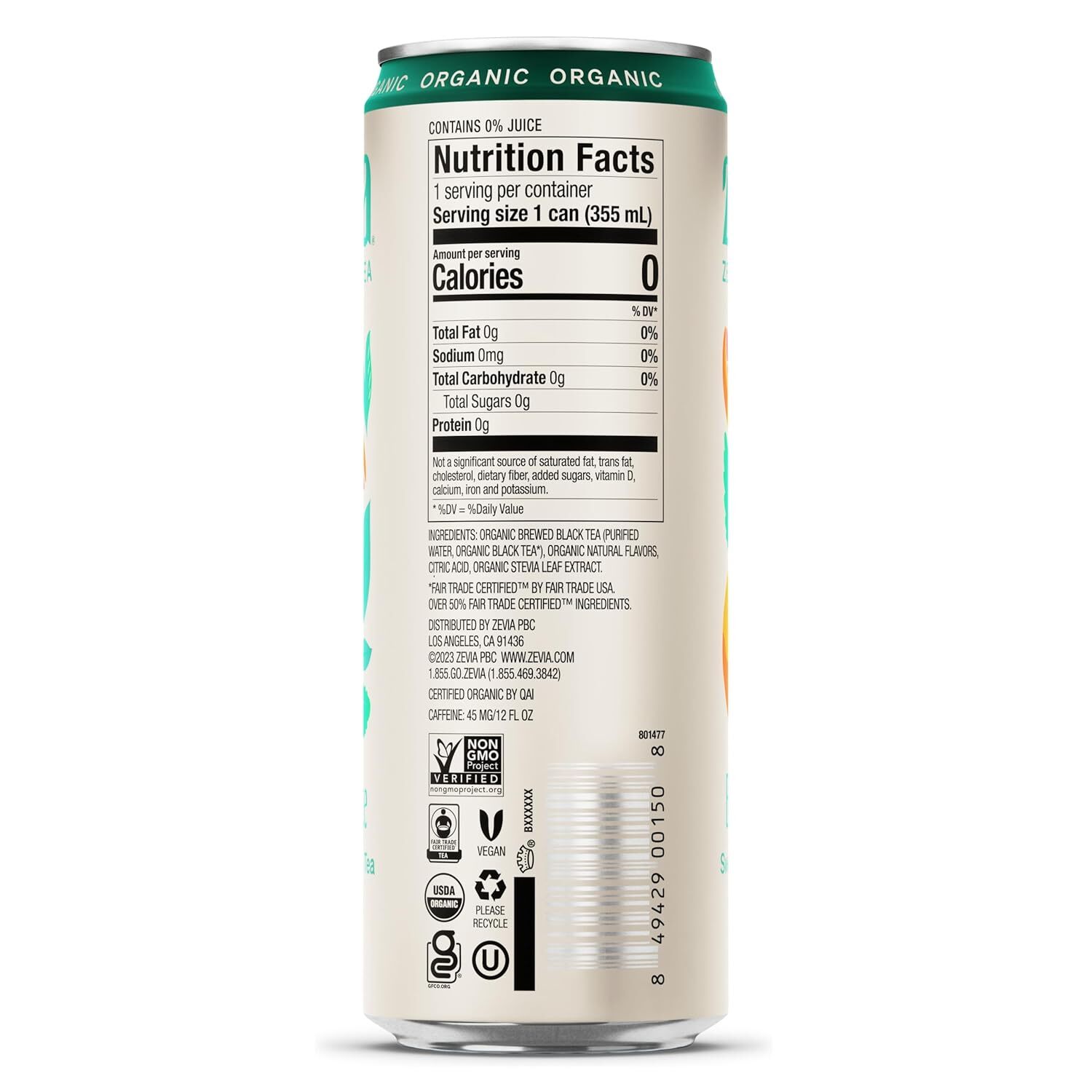 Zevia Organic Zero Calorie Sweetened Earl Grey Tea Blood Orange 12 Fl Oz