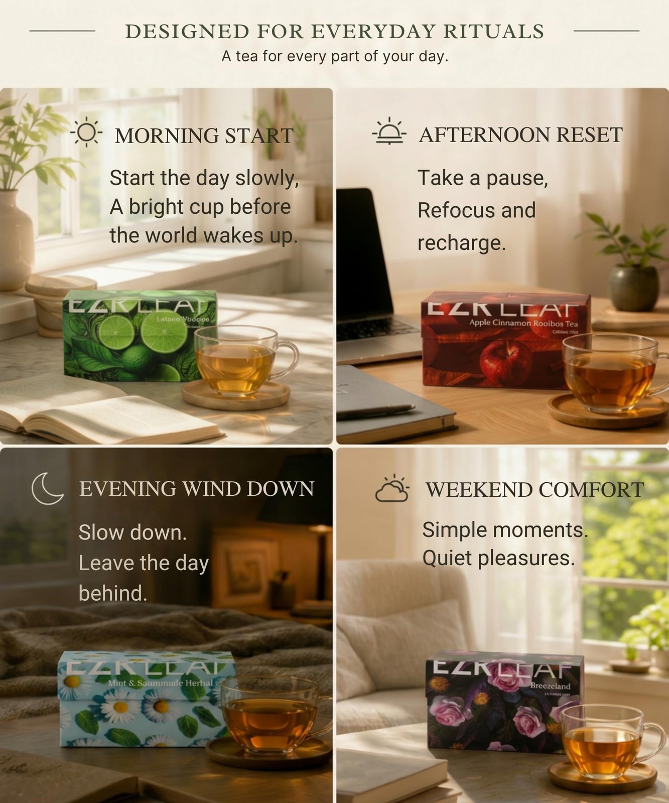 EZR Leaf Mint & Chamomile Herbal Tea 20 Pyramid Tea Bags 1.4 Once with Lemong…