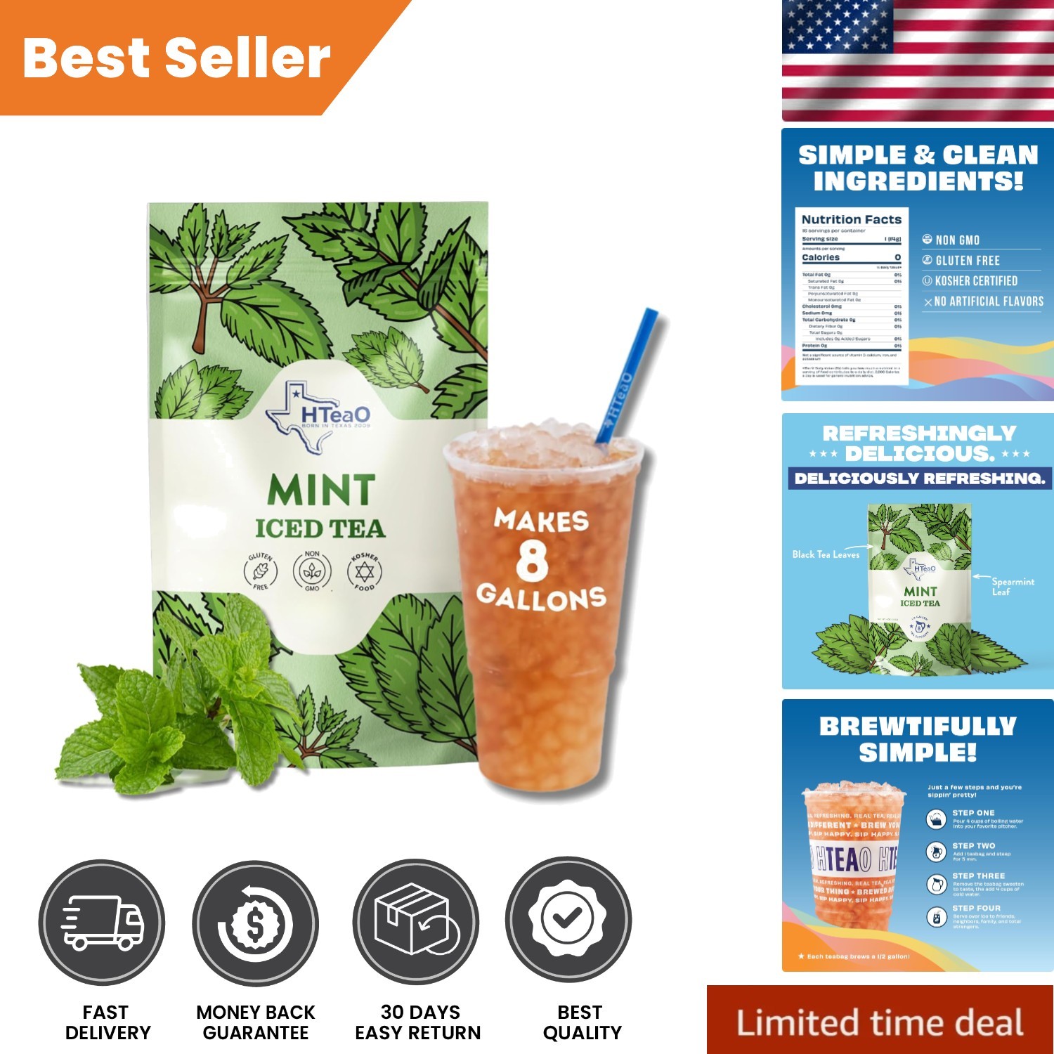 Mint Black Tea Packets – Brew 8 Gallons of Refreshing Iced Tea in 5 Minutes
