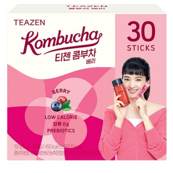 TEAZEN Kombucha Berry 5g x 30pcs Low Calorie 0% Sugar Prebiotics Korean Drink
