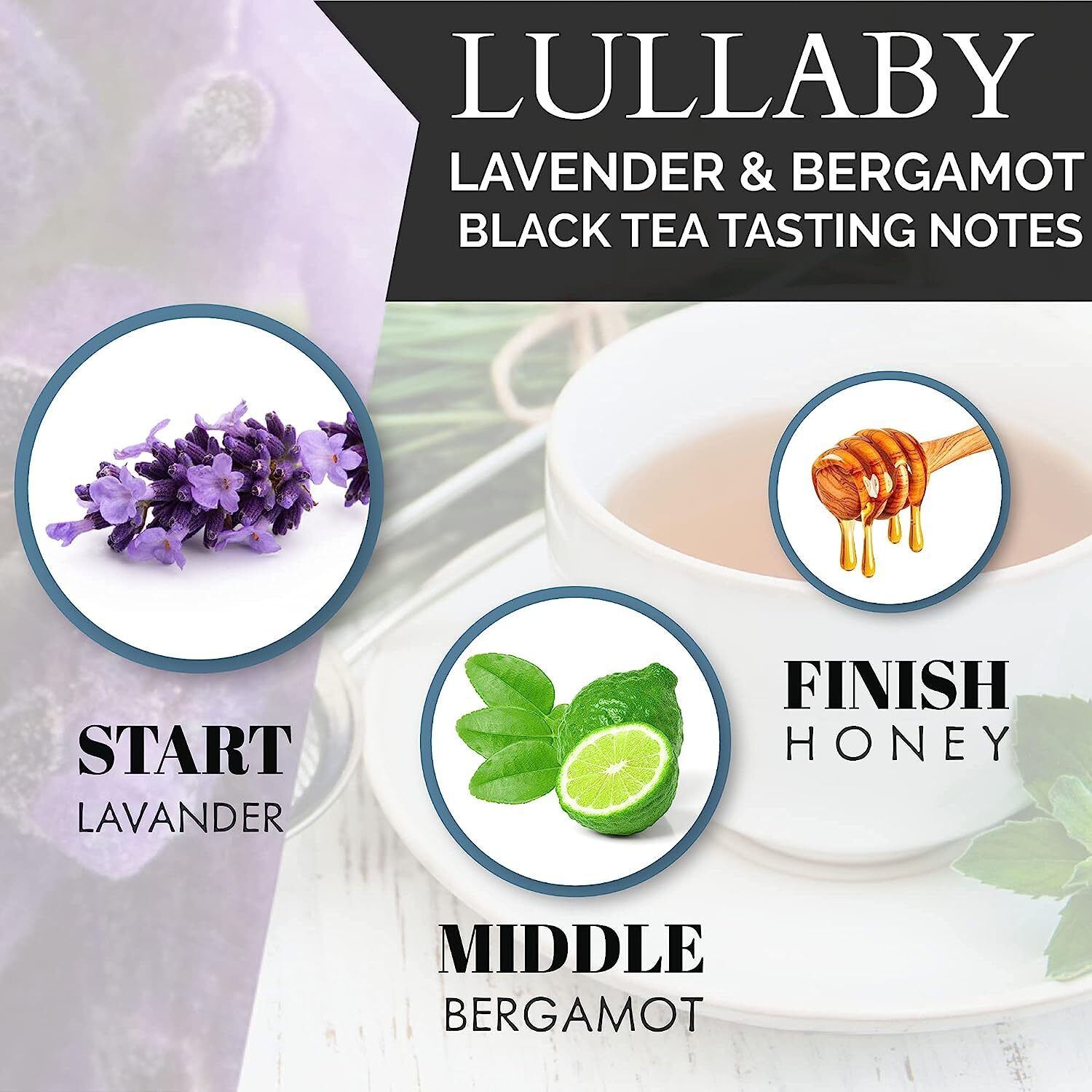 Organic Lavender & Bergamot Earl Grey Black Tea NATURAL ANTIOXIDANTS Real ingrs