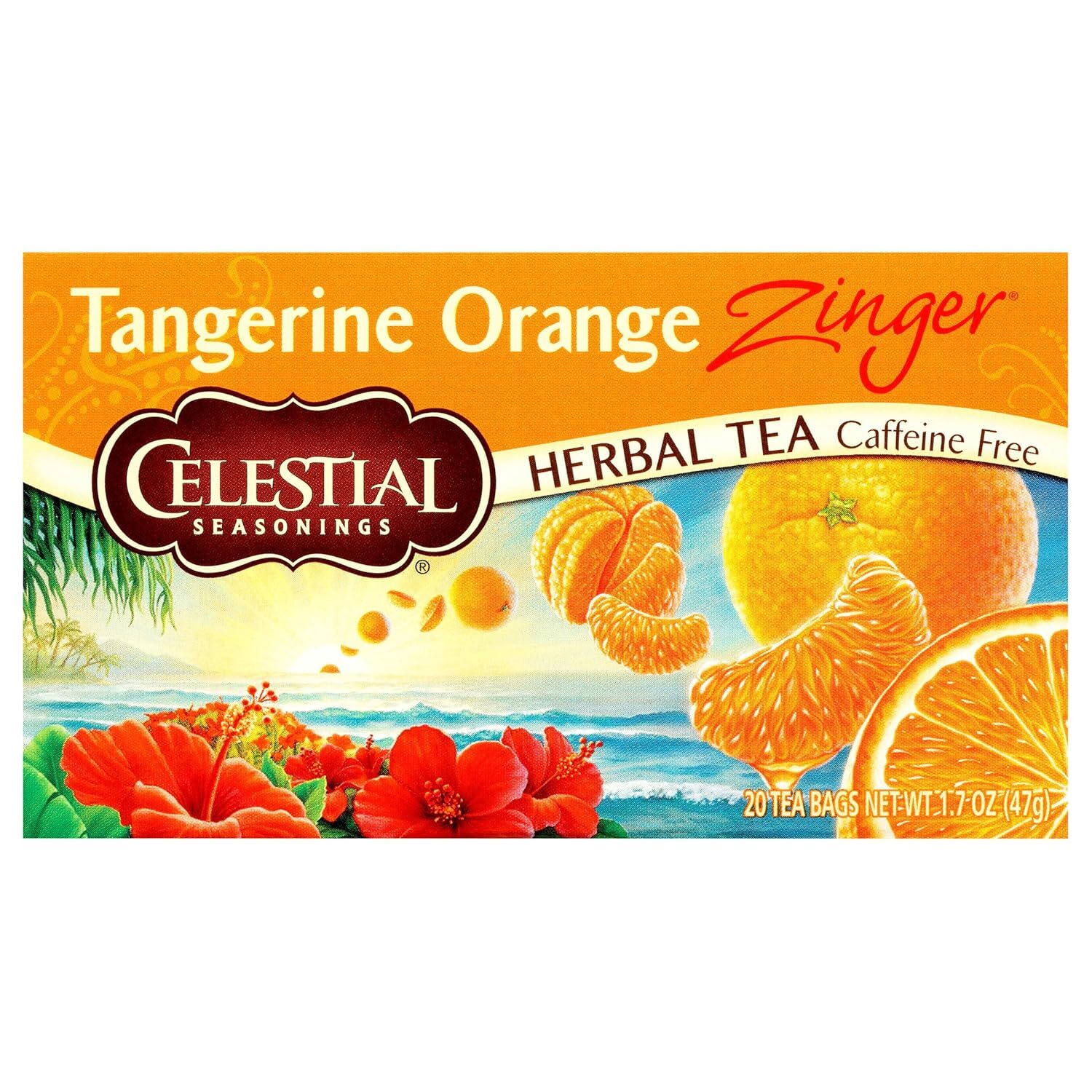 Celestial Seasonings Tangerine Orange Zinger Herbal Tea, 20 Tea Bags Box