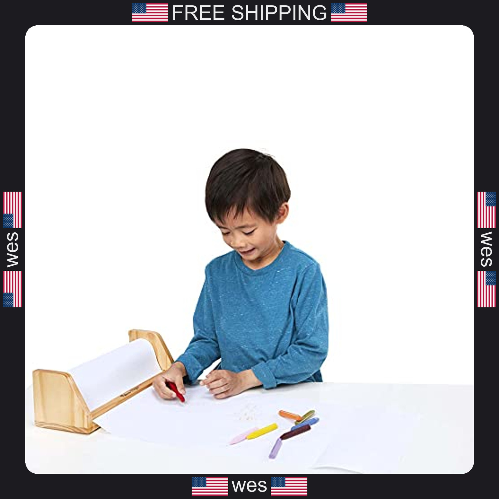 Melissa & Doug Wooden Tabletop Paper Roll Dispenser with 12? x 75-Foot White