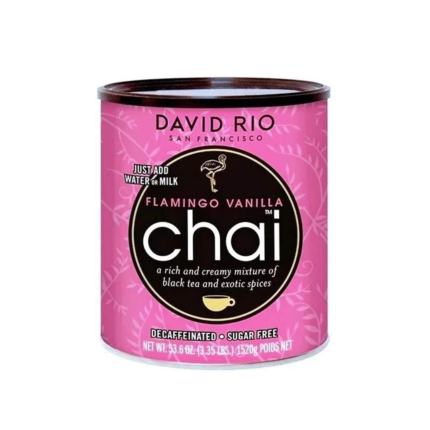 David Rio Chai Mix, Decaf Sugar Free, Flamingo Vanilla, 48 Ounce (Pack of 1)