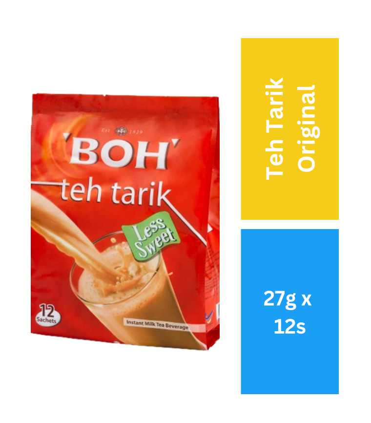 Tea BOH Plantation “TEH TARIK” Less Sweet 12 Packet 27g each
