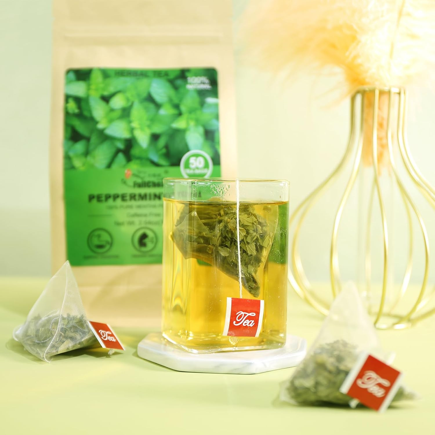 – Peppermint Tea Bags, 50 Teabags – Premium Peppermint Leaves – Refreshing & Min