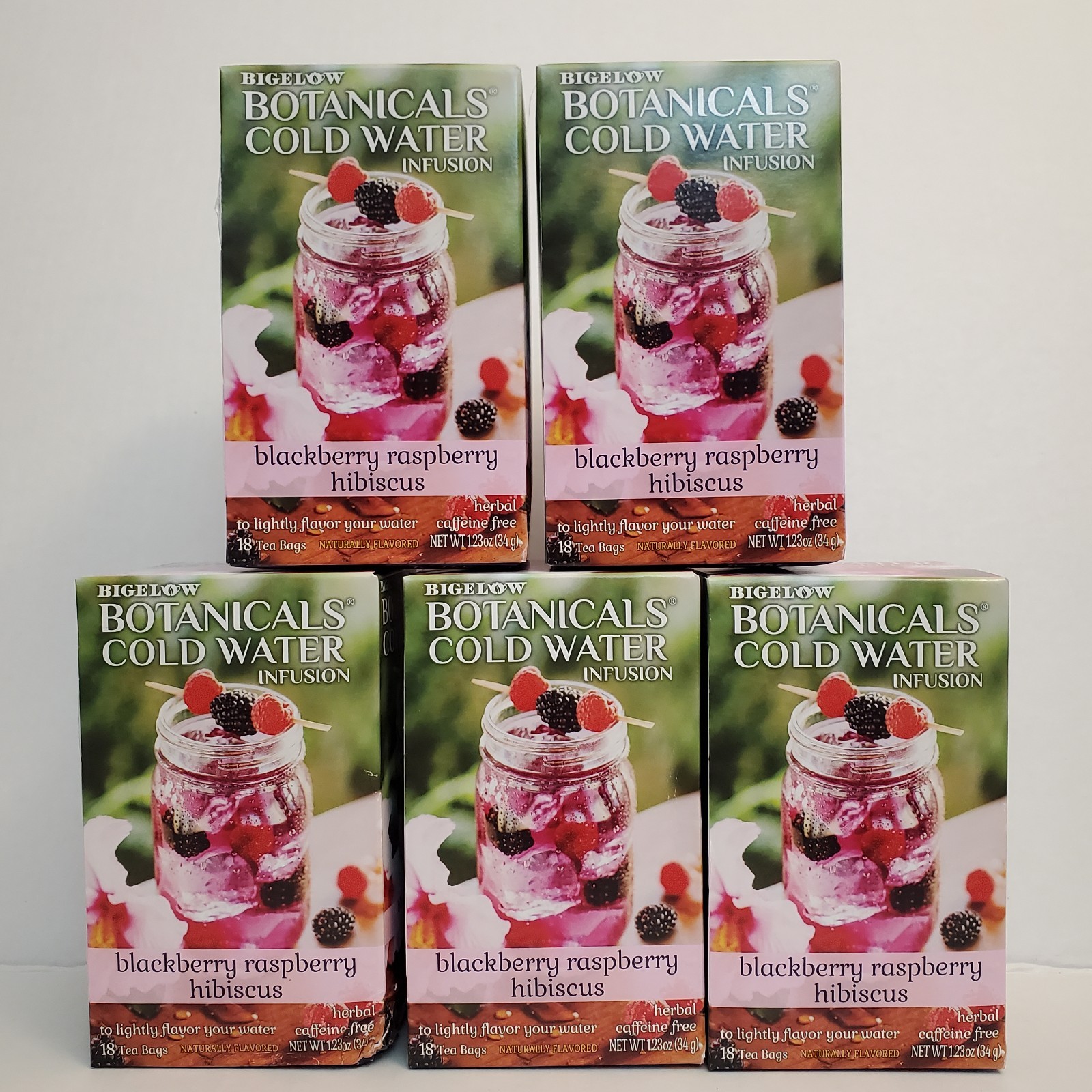 5x Bigelow Botanicals Cold Water Infusion BLACKBERRY RASPBERRY HIBISCUS Herbal
