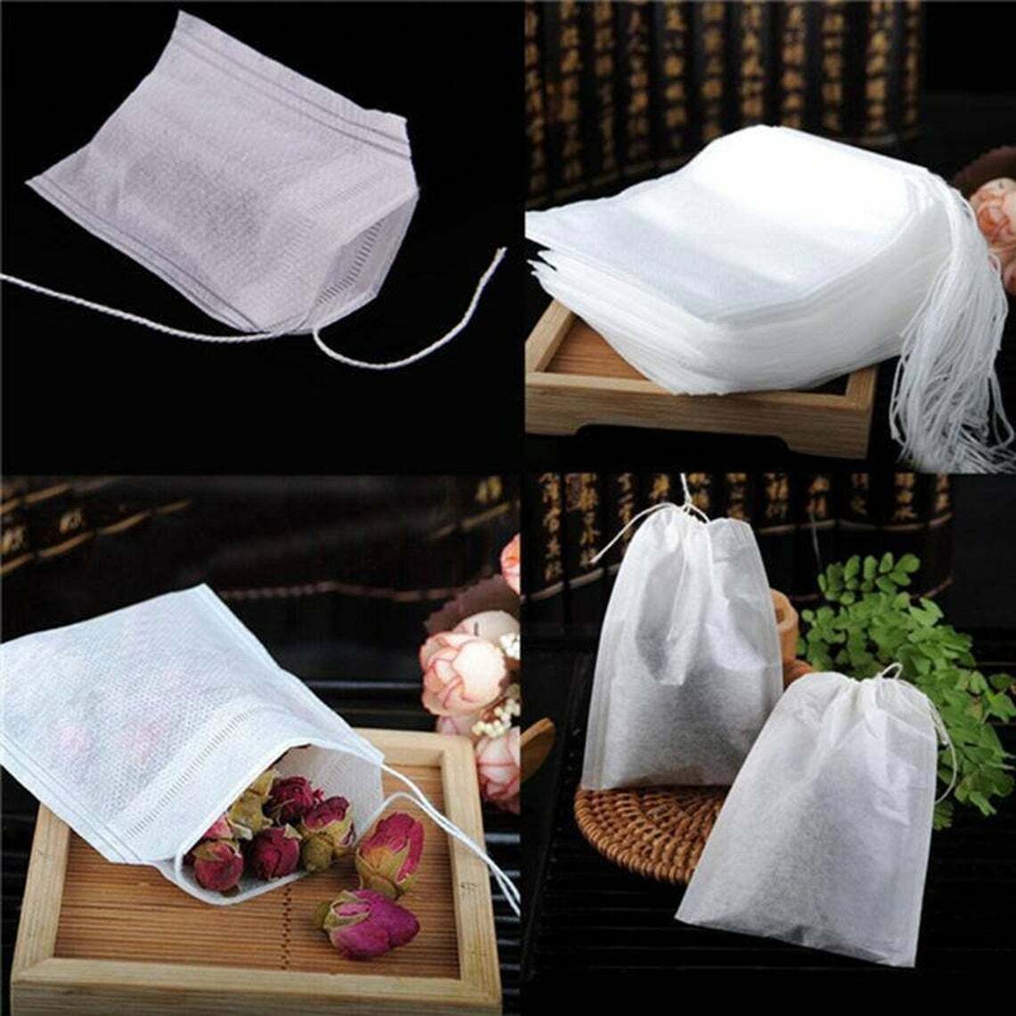 200Pcs Tea Bag Disposable Drawstring Flip Empty Teabags Herb Loose Tea Filter US