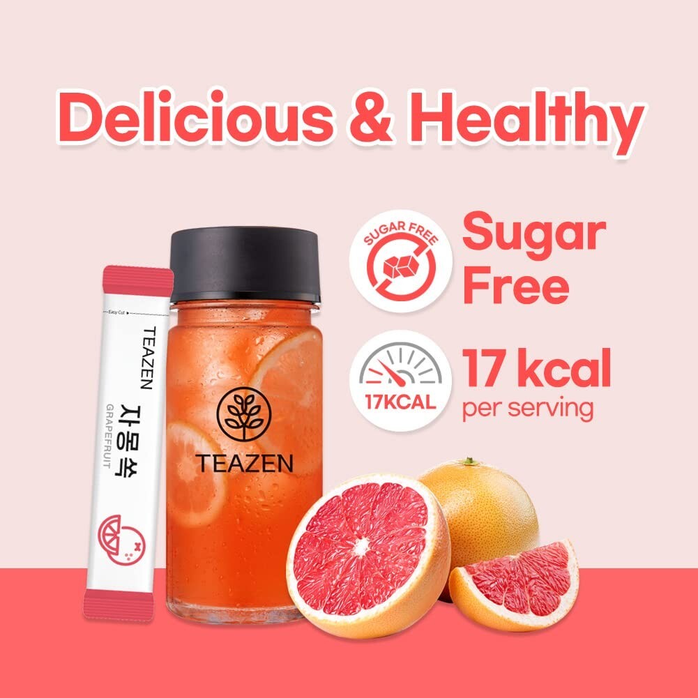 Portable Grapefruit Tea Stick Mix with Green Tea and Hibiscus – Refreshing Blend