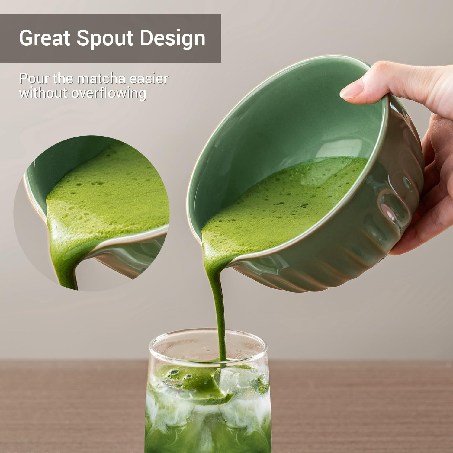 Matcha Whisk Set, Matcha Kit Includes Ceramic Matcha Bowl, 7 Pcs Matcha Tea Gree