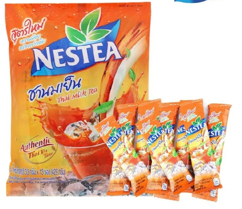 Nestea Instant Thai Milk Tea Mix Powder Authentic Thai Tea Taste 1 Bag (13 Sac)