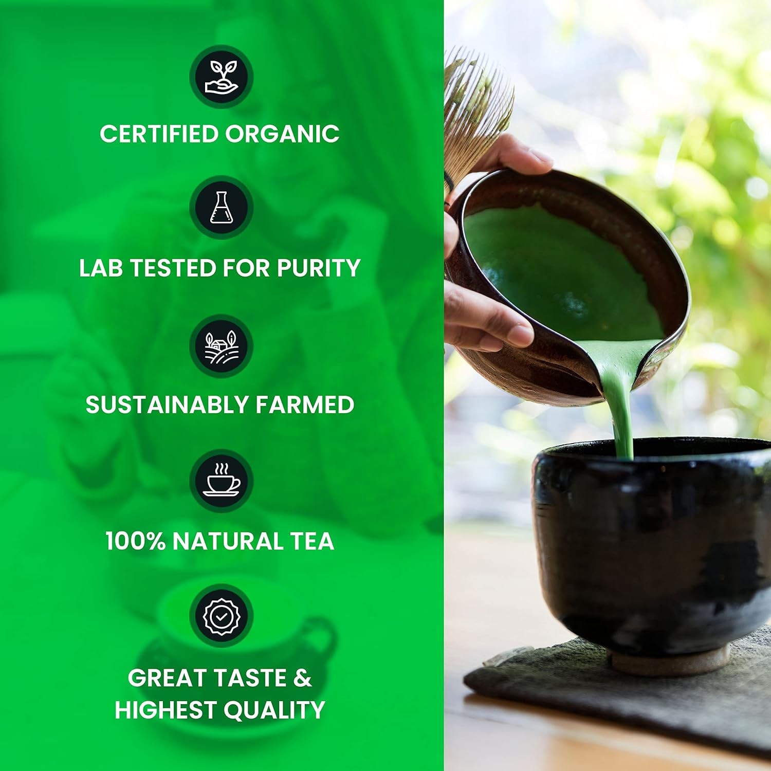 PANATEA Certified Organic Matcha Green Tea Powder | 1 LB 1 Pound (Pack of 1)