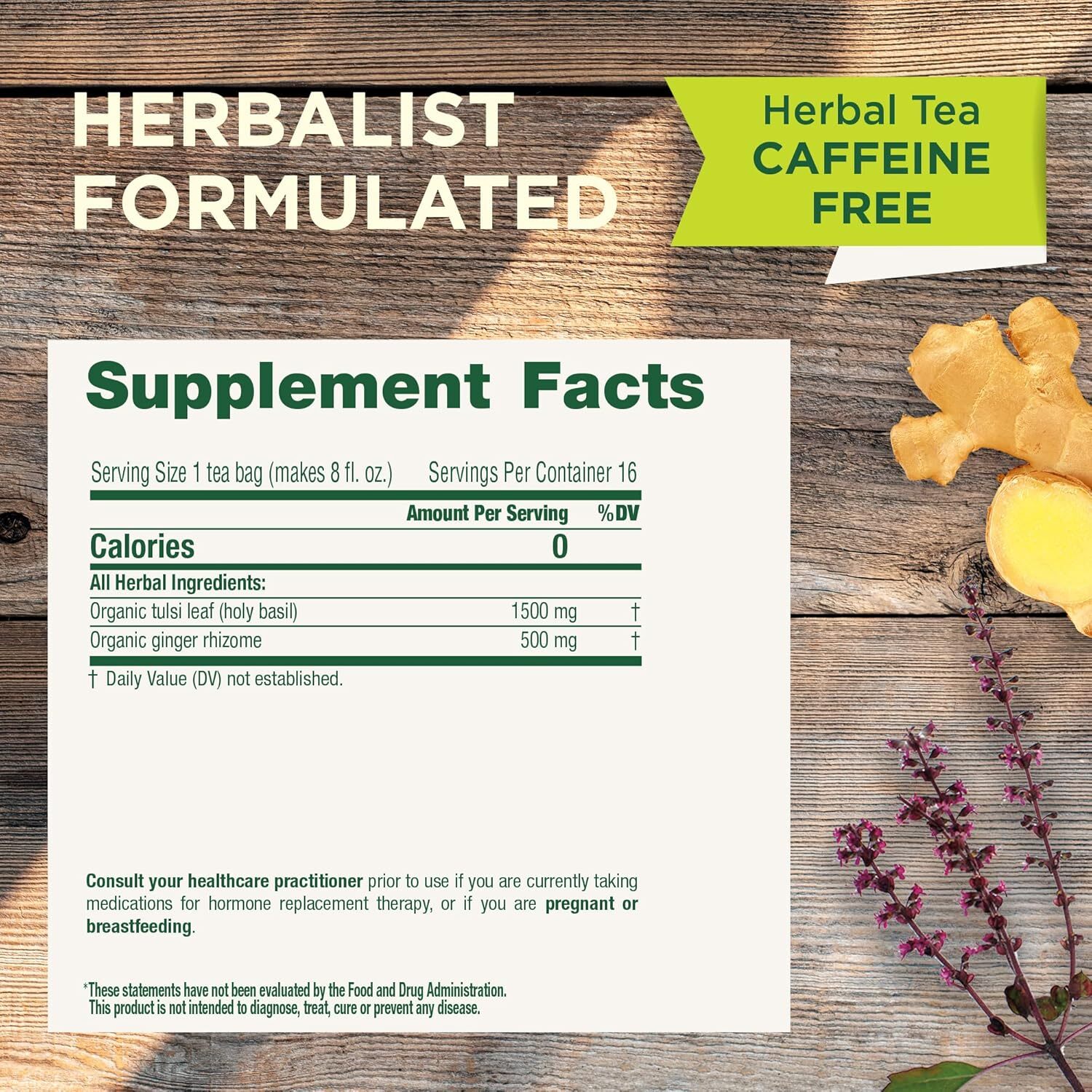 Traditional Medicinals Bagged Tea Tulsi With Ginger 16 Tea Bags 16 Bag